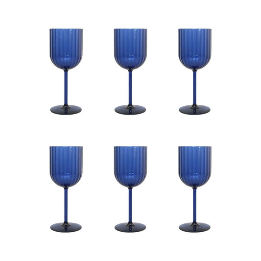 Set van 6 Blauwe Acryl Wijnglazen – Aulica Marie Design | www.woon-meubel.nl