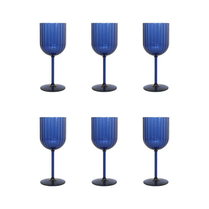Set van 6 Blauwe Acryl Wijnglazen – Aulica Marie Design | www.woon-meubel.nl