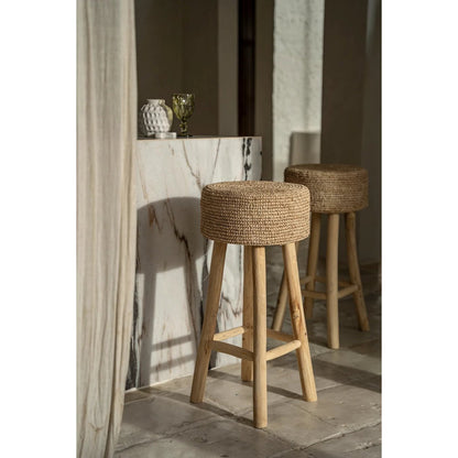 De Raffia-barkruk, teakhout, raffia |woon-meubel.nl