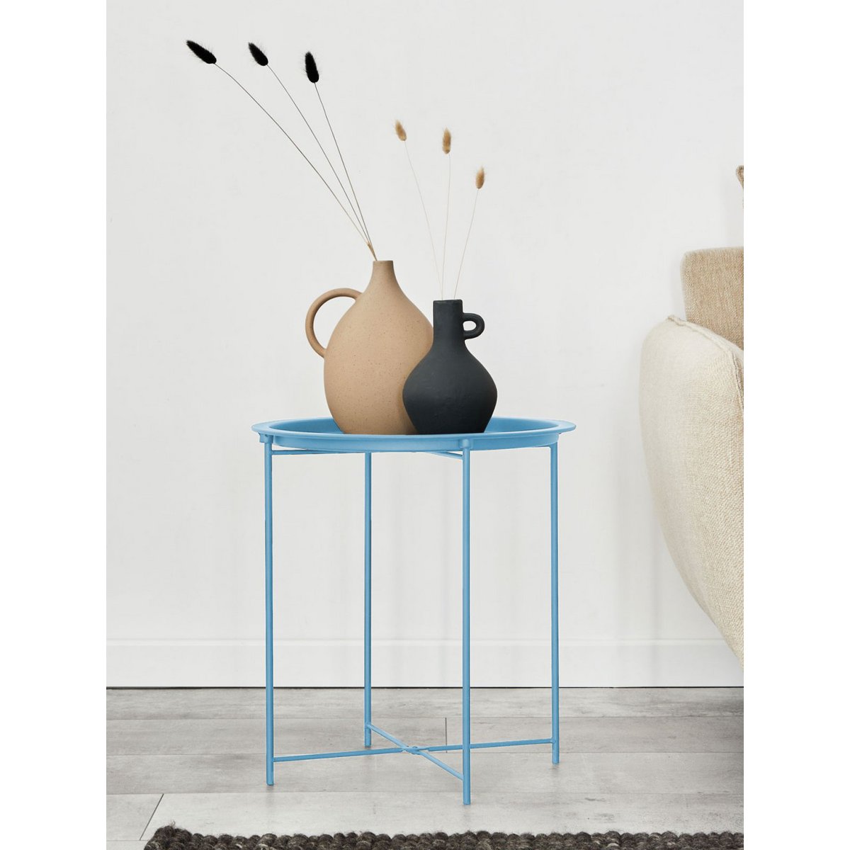 Bijzettafel met opbergruimte – Ø 47 cm | In verschillende kleuren | Voor binnen en buiten