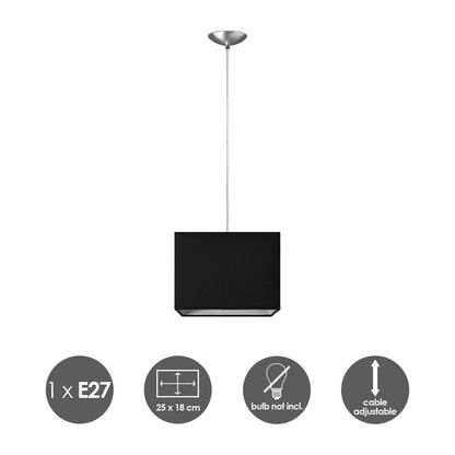 Hanglamp Block met lampenkap, E27, zwart, 25cm