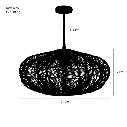 Kanti Pendant Lamp - H17 x Ø31 cm - Metal - Black
