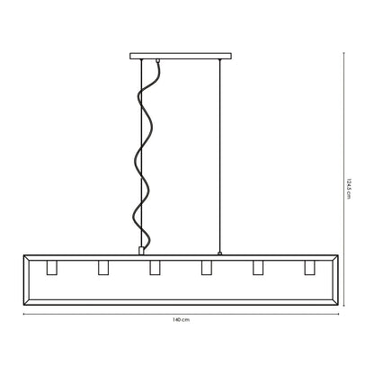Hanging lamp Dito 6 lights - Black - 140x18x124cm