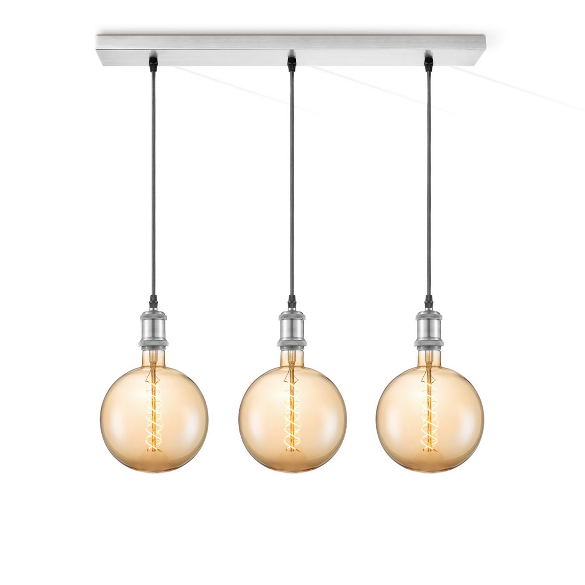 Hanglamp chroom vintage - 3 LED -dimbaar E27 amber