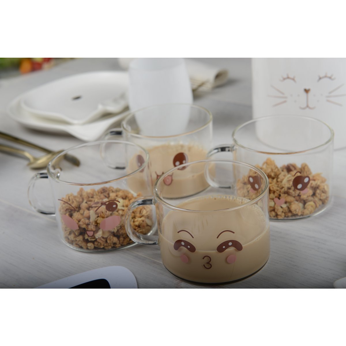 Aulica Set van 4 Glazen Koffiekoppen – 500 ml |woon-meubel.nl