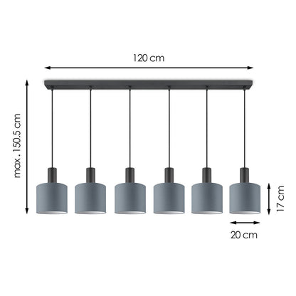 Lampe suspendue Bling-Xxl Beam 6L-Gris-20cm