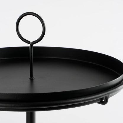 Aston Bijzettafel met Afneembaar Dienblad - H40 x Ø31 cm, Zwart|woon-meubel.nl