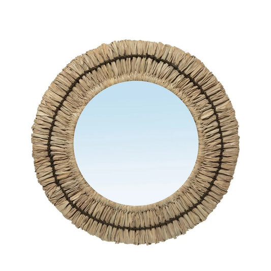 Handgemaakte Raffia Wandspiegel | woon-meubel.nl