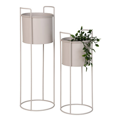 Rabo Flower Stand - Support à fleurs, acier, sable, lot de 2