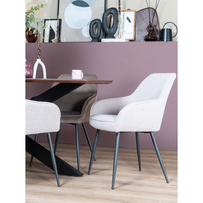 Eetkamerstoel Fenna – Bouclé – Naturel luxueuze bekleding |woon-meubel.nl