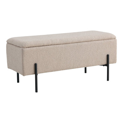 Opbergbank in bouclé met opbergruimte, beige |woon-meubel.nl