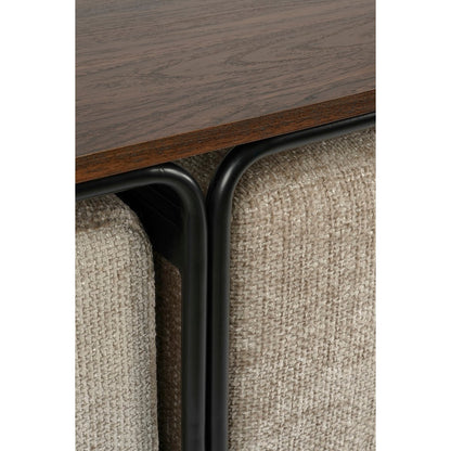 Coffee table with poufs - 3-piece - L79 x W45 x H41 cm - Light grey