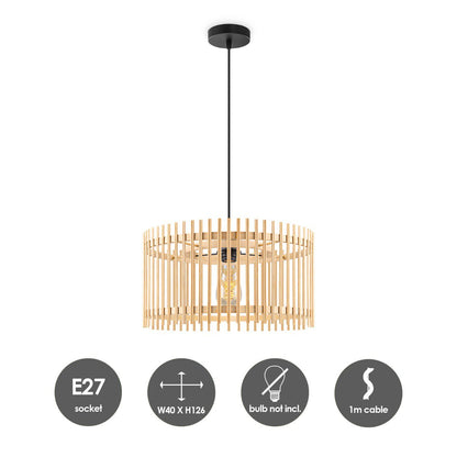 Bohemien Hanglamp Bamboe kap Ø40 x 126 cm (B X H) |woon-meubel.nl
