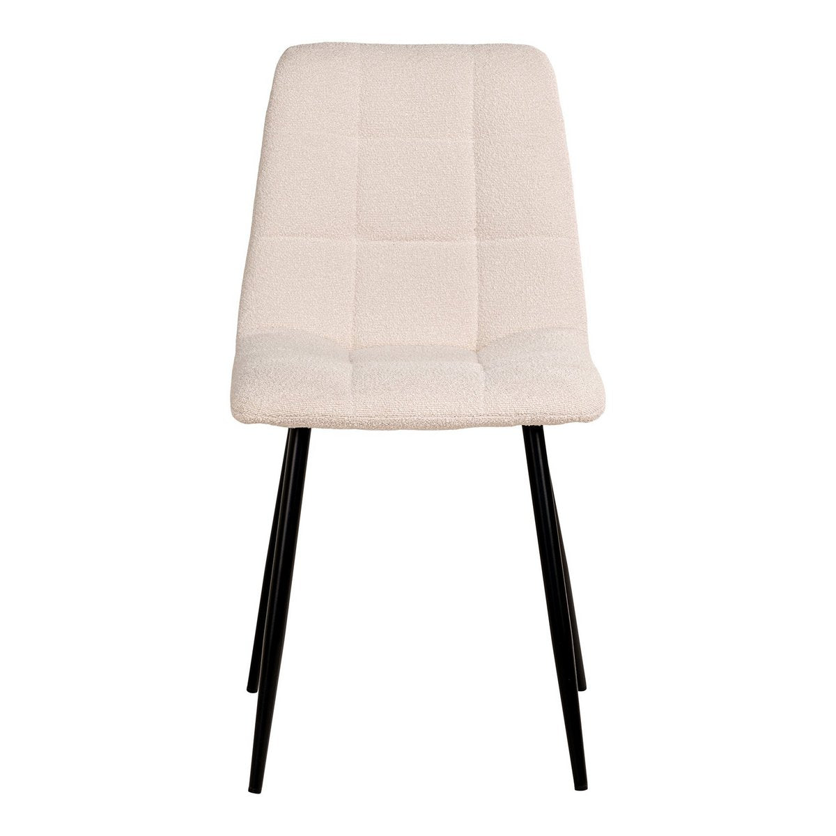 Middelfart Dining Chair - Eetkamerstoel in bouclé, wit met zwarte poten - Set van 2