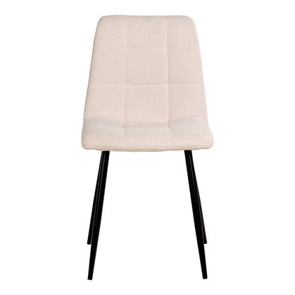 Middelfart Dining Chair - Eetkamerstoel in bouclé, wit met zwarte poten - Set van 2