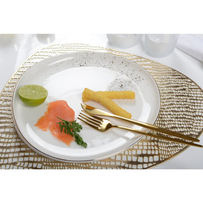 Wit Ovaal Dessertbord met Gouden Accenten – Aulica Chimera | www.woon-meubel.nl