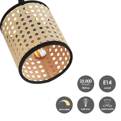National LED Surface-mounted Spot Rattan 2L - Black