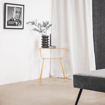 Side table / Bedside table - Metal &amp; Glass - Gold -50x35x60cm