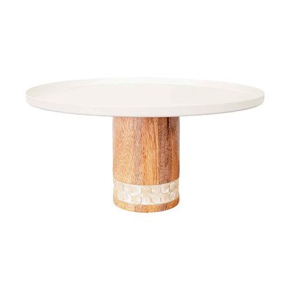 Taartschaal op voet wit hout 30cm | Aulica | woon-meubel.nl