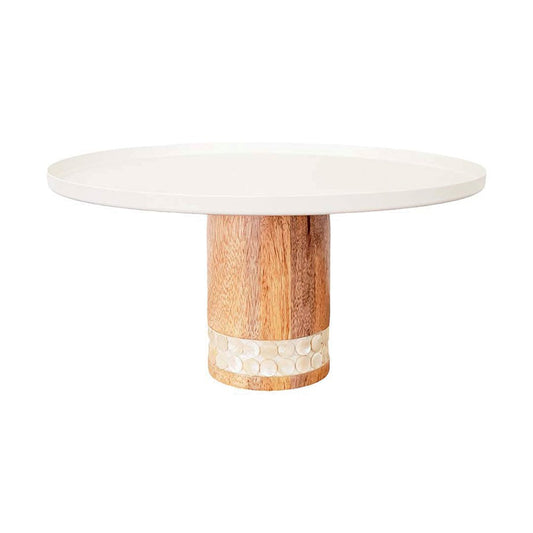 Taartschaal op voet wit hout 30cm | Aulica | woon-meubel.nl