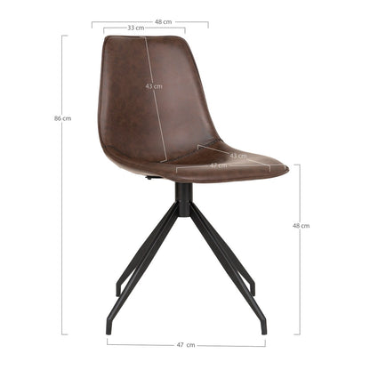 Monaco Dining Chair with Knob - Brown - Set of 2