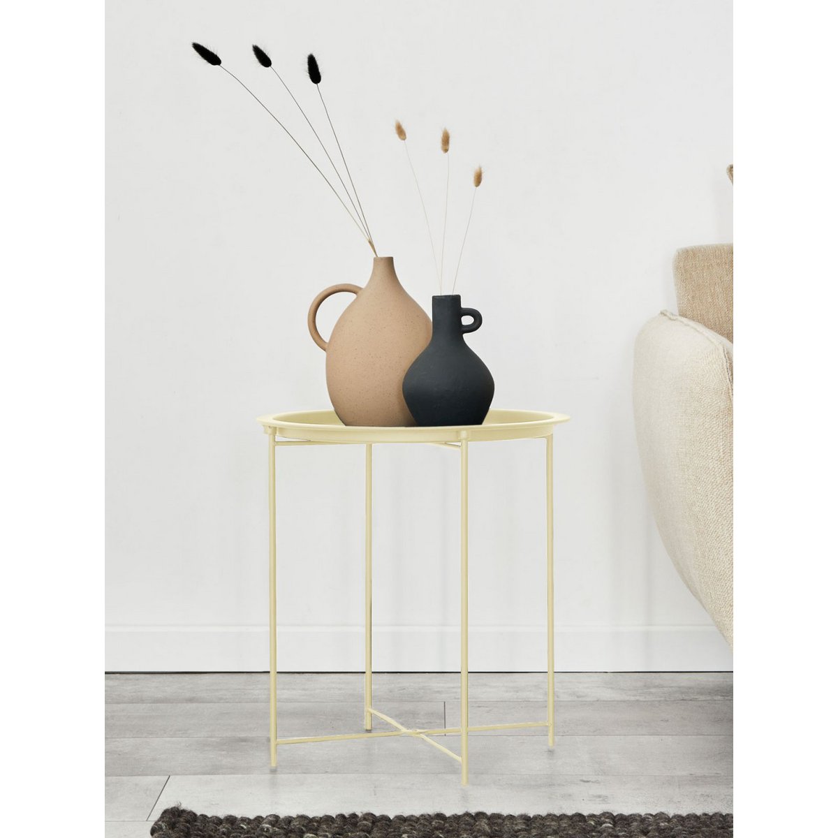 Bijzettafel met opbergruimte – Ø 47 cm | In verschillende kleuren | Voor binnen en buiten