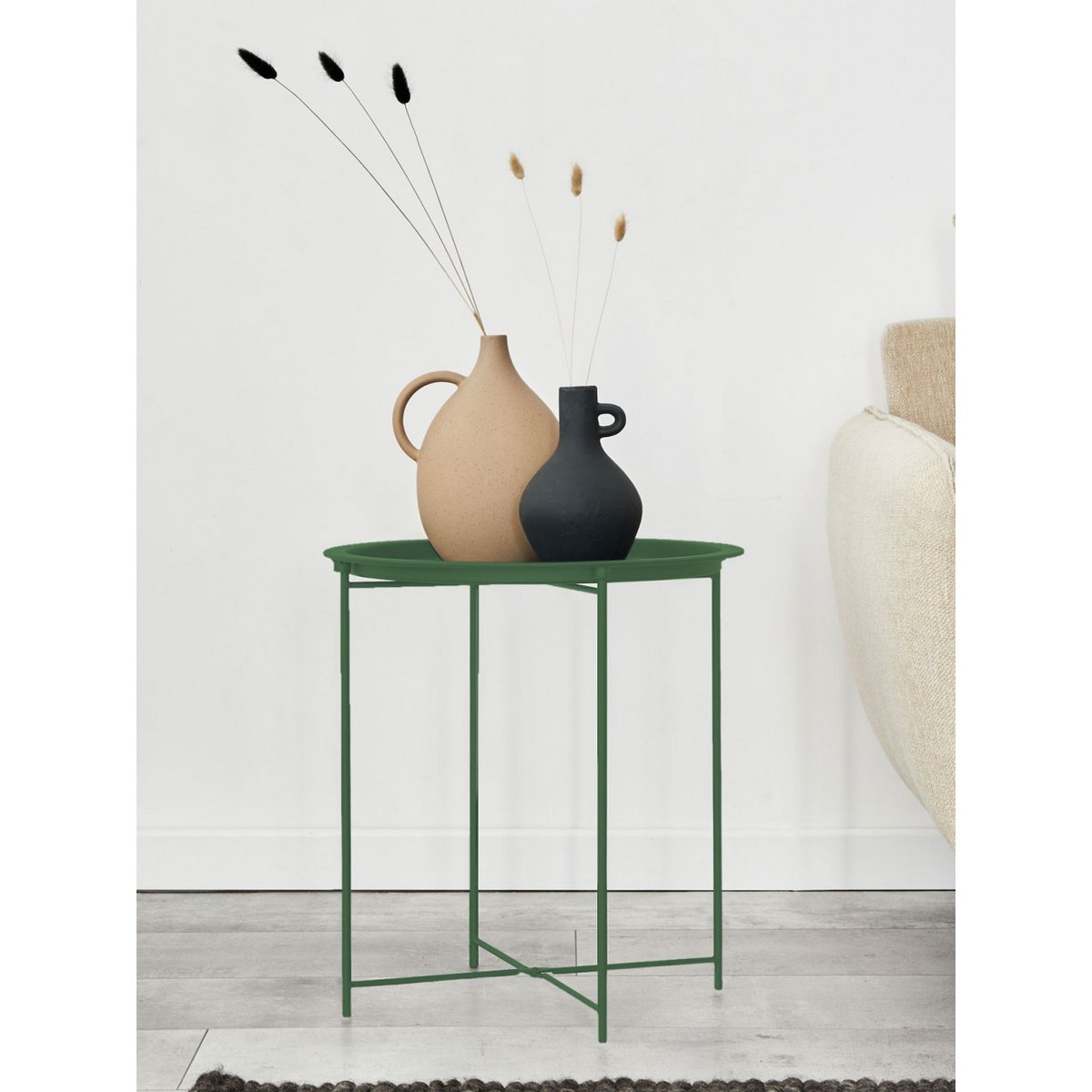 Bijzettafel met opbergruimte – Ø 47 cm | In verschillende kleuren | Voor binnen en buiten