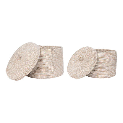 Sebal Basket Set van 2 – Mand met Deksel – Beige Katoen | woon-meubel.nl