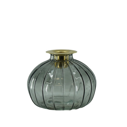 Glass Candlestick/Bottle Vase Gold – 11x11x8.5 cm