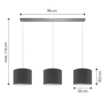 Hanging lamp Beam 3L, anthracite Lampshade, 25cm