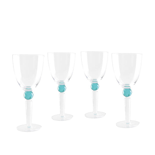 Aulica Wijnglazen – Set van 4 Glazen met Groene Diamantvoet – Marie Design
