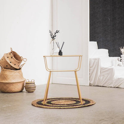 Side table / Bedside table - Metal &amp; Glass - Gold -50x35x60cm
