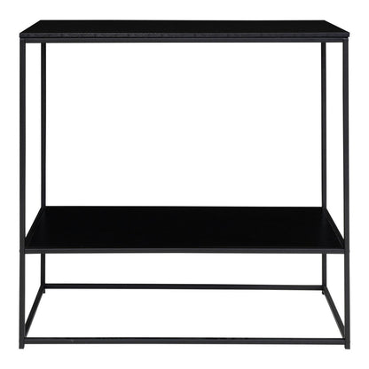 Vita-consoletafel Zwart Frame en Twee Zwarte Planken |woon-meubel.nl