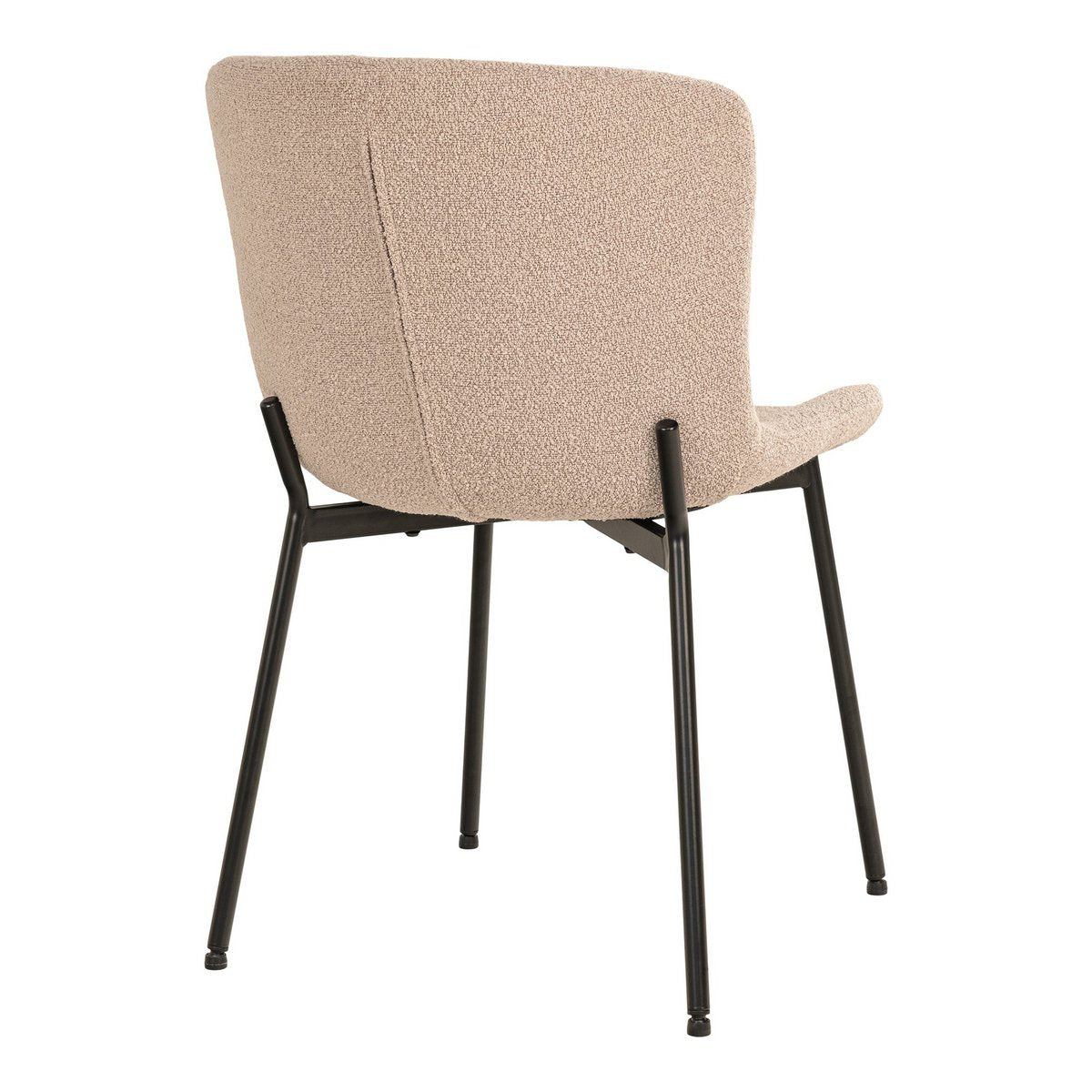 Maceda Dining Chair - Eetkamerstoel in bouclé, beige met zwarte poten - Set van 2