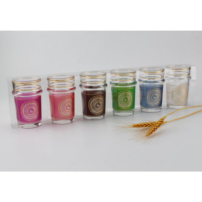 Set van 6 Gouden Theekopjes Arabisch – Multicolor – Aulica – Glas 6x6x10cm
