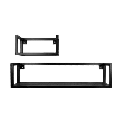 Étagère murale vintage en bois de manguier noir - Lot de 2 petites