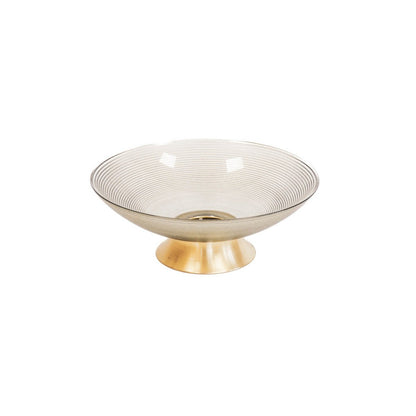 Kom op Voet - Glass - Smokey - 24.5x24.5x8.5cm