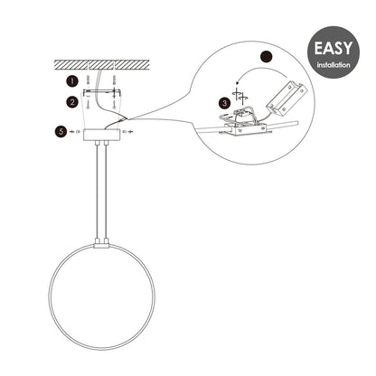 Hanging lamp Eclipse - Silver - 35x12x140cm