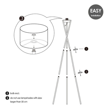 Pied de lampadaire Tripode 48/48/149cm - Laiton