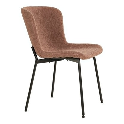 Chaise de salle à manger Maceda - Chaise de salle à manger en bouclé, rouille avec pieds noirs - Lot de 2