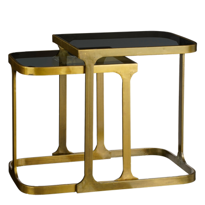 Kevin Side Table - Set of 2 - L48 x W37 x H52 cm - Metal - Gold