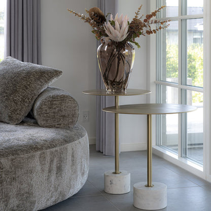Lecco Bijzettafel - Bijzettafel in messing en marmer | woon-meubel.nl