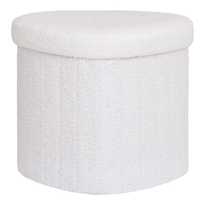Medford Ottoman – White Teddy Fabric | Soft, Light &amp; Stylish