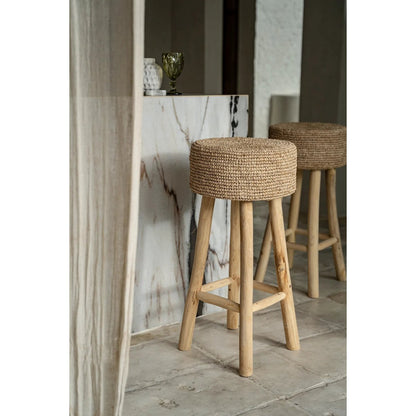 De Raffia-barkruk, teakhout, raffia |woon-meubel.nl