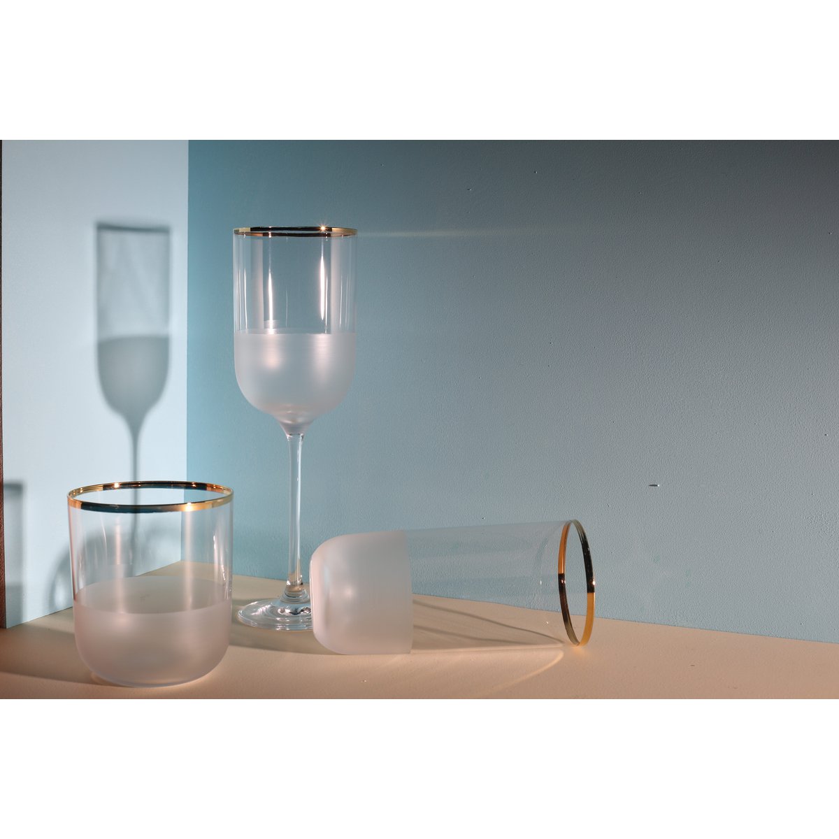 Aulica Nisha Low Waterglazen – Set van 6 – Transparant met Gouden Rand | Luxe Glaswerk
