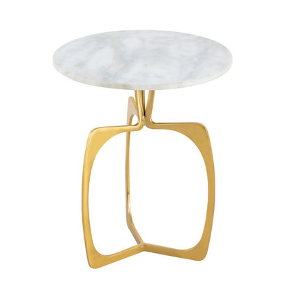Luxe Ronde Bijzettafel van Marmer & Aluminium – Zilver/Zwart of Goud/Wit – Ø45 x H56 cm