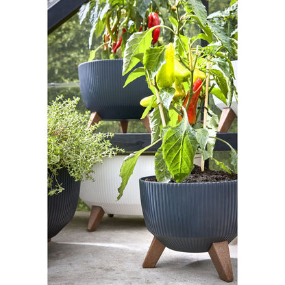 Pot de fleurs sur pieds Doppio - H20,5 x Ø40 cm - Plastique recyclé - FSC Mix - Noir
