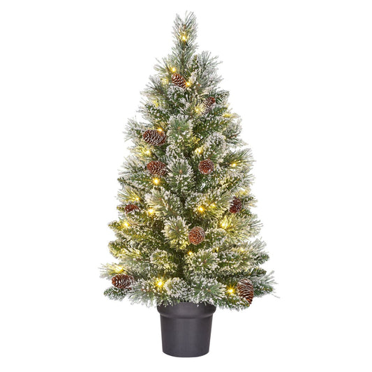 Vandans Kunstkerstboom in Pot - H90 x Ø48 cm - Groen Frosted