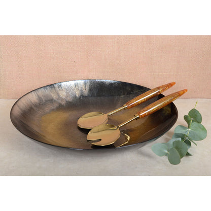 Gold Salad Cutlery with Orange Handle – 29 cm | Aulica