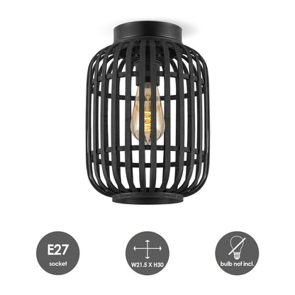 Ceiling lamp with bamboo shade 21.5 x 21.5 x 30 cm